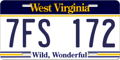 WV license plate 7FS172