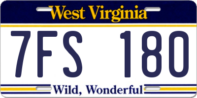 WV license plate 7FS180