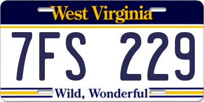 WV license plate 7FS229