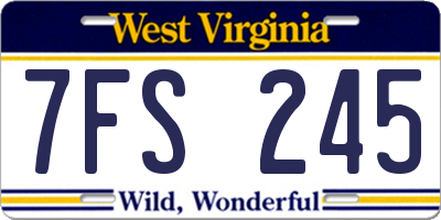 WV license plate 7FS245