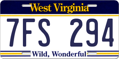 WV license plate 7FS294