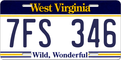 WV license plate 7FS346