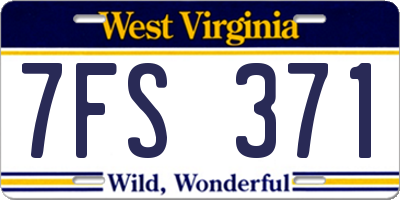 WV license plate 7FS371