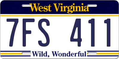 WV license plate 7FS411