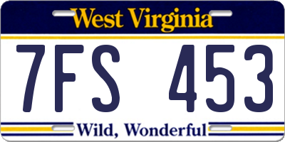 WV license plate 7FS453