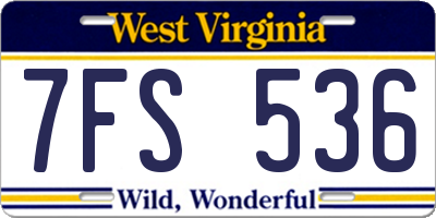 WV license plate 7FS536