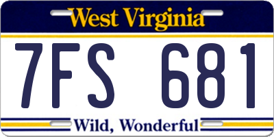 WV license plate 7FS681