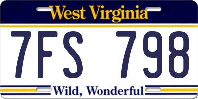WV license plate 7FS798