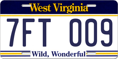 WV license plate 7FT009