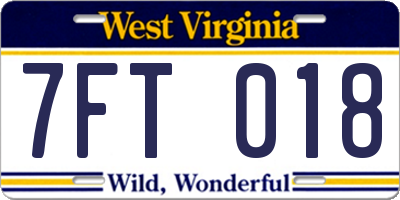 WV license plate 7FT018