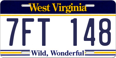 WV license plate 7FT148