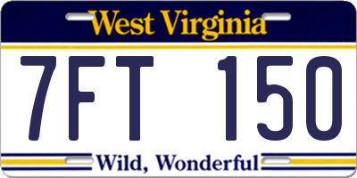WV license plate 7FT150