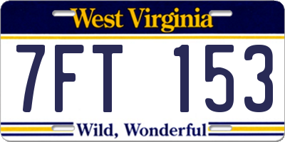 WV license plate 7FT153