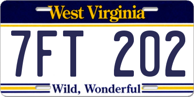 WV license plate 7FT202
