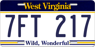 WV license plate 7FT217