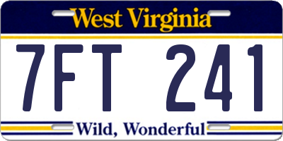 WV license plate 7FT241