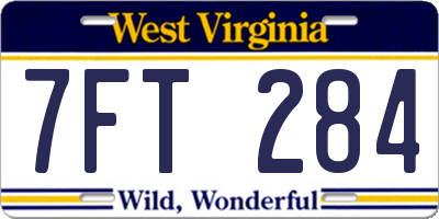 WV license plate 7FT284