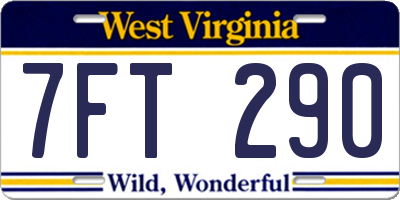 WV license plate 7FT290
