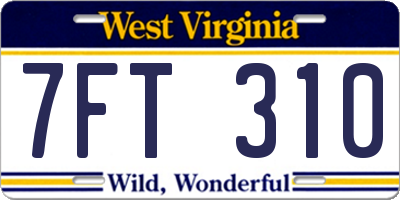 WV license plate 7FT310
