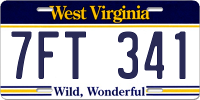 WV license plate 7FT341