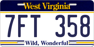 WV license plate 7FT358