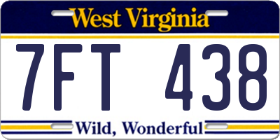 WV license plate 7FT438