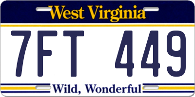 WV license plate 7FT449