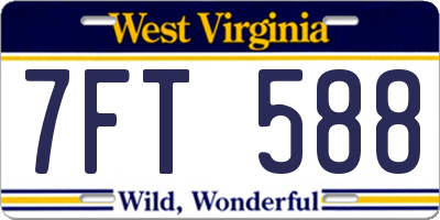 WV license plate 7FT588