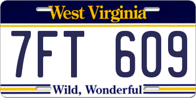 WV license plate 7FT609