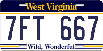 WV license plate 7FT667