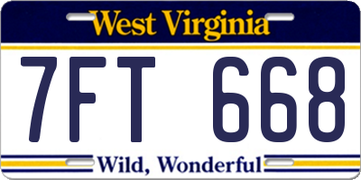 WV license plate 7FT668