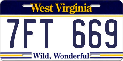 WV license plate 7FT669