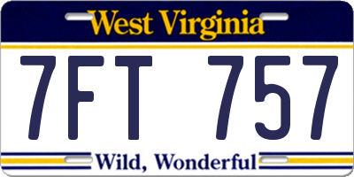 WV license plate 7FT757