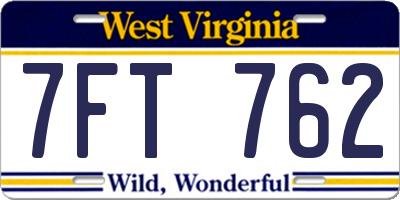 WV license plate 7FT762