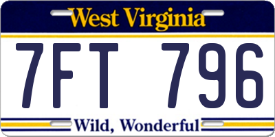 WV license plate 7FT796