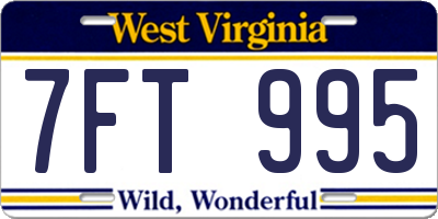 WV license plate 7FT995