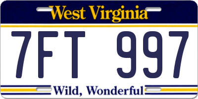 WV license plate 7FT997