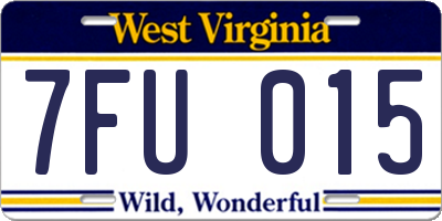 WV license plate 7FU015
