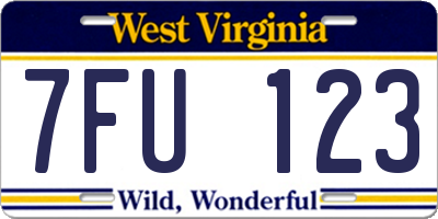 WV license plate 7FU123