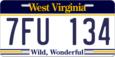 WV license plate 7FU134
