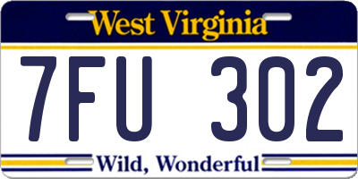 WV license plate 7FU302