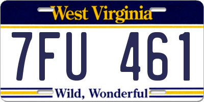 WV license plate 7FU461