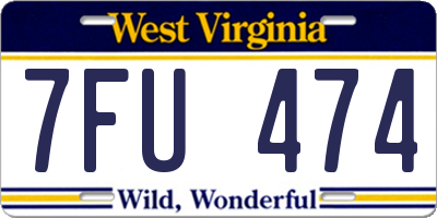 WV license plate 7FU474