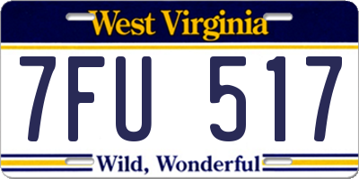 WV license plate 7FU517