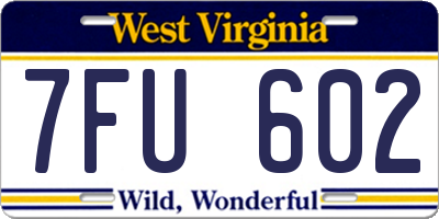 WV license plate 7FU602