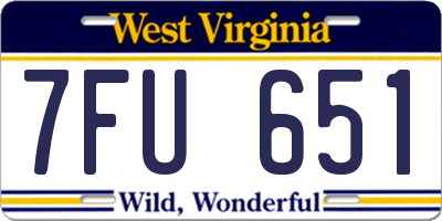 WV license plate 7FU651
