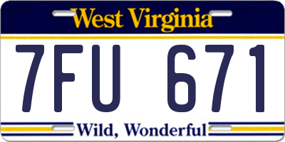 WV license plate 7FU671
