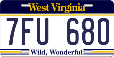 WV license plate 7FU680