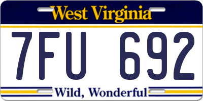 WV license plate 7FU692