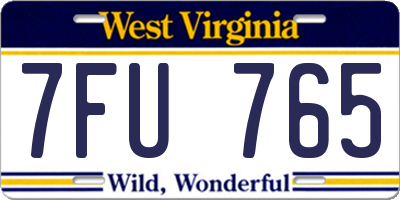 WV license plate 7FU765